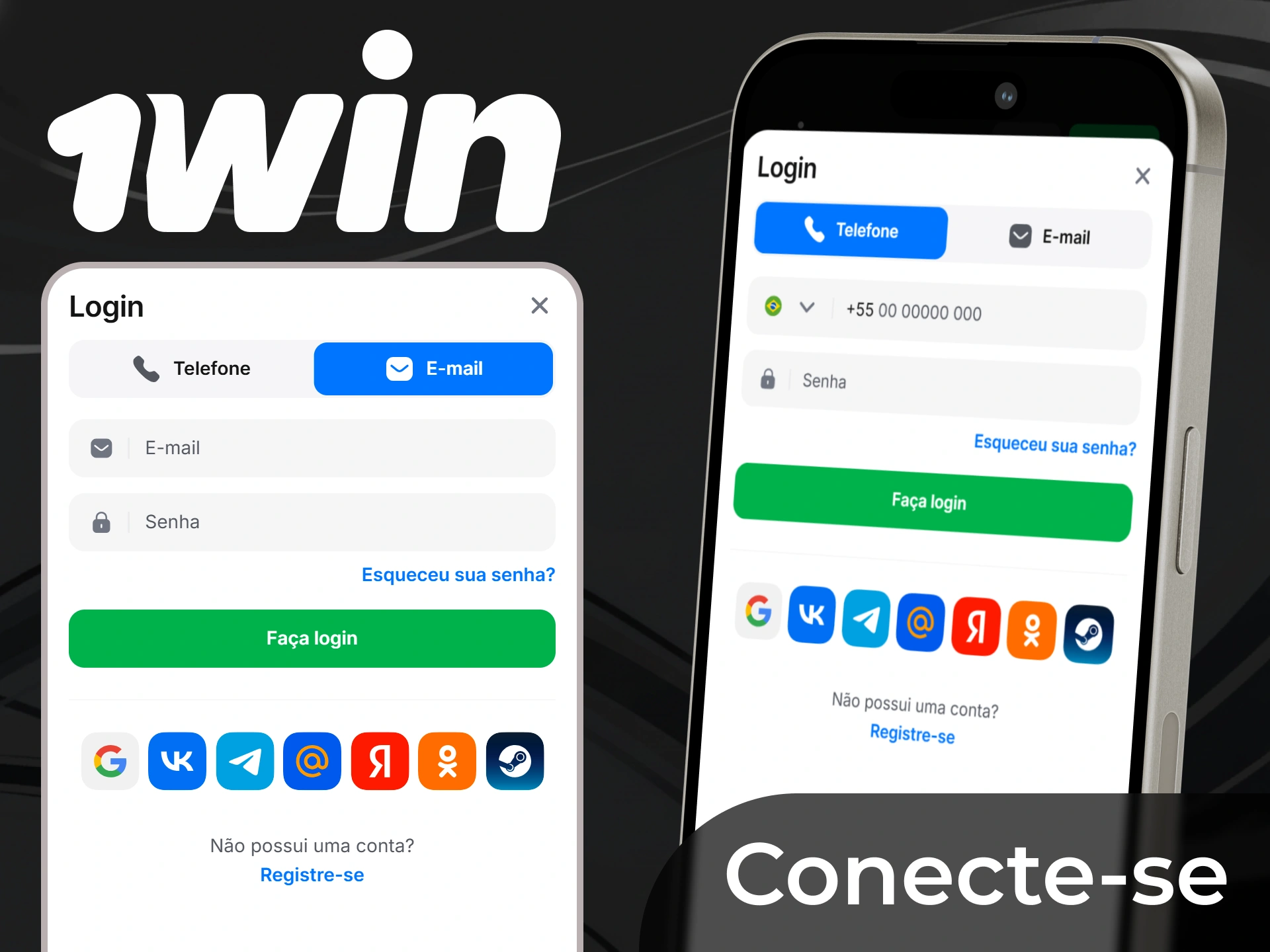 Acesse sua conta 1win com seu nome de usuário e senha.
