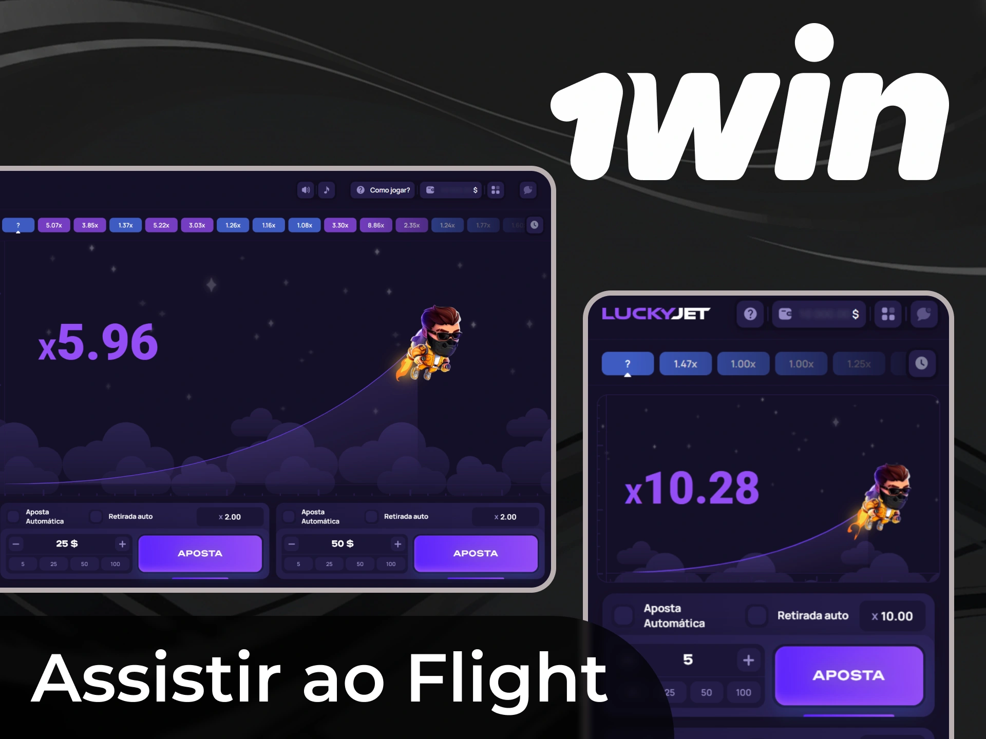 Começa o teu voo da sorte na secção Lucky Jet da aplicação ou no site 1Win.