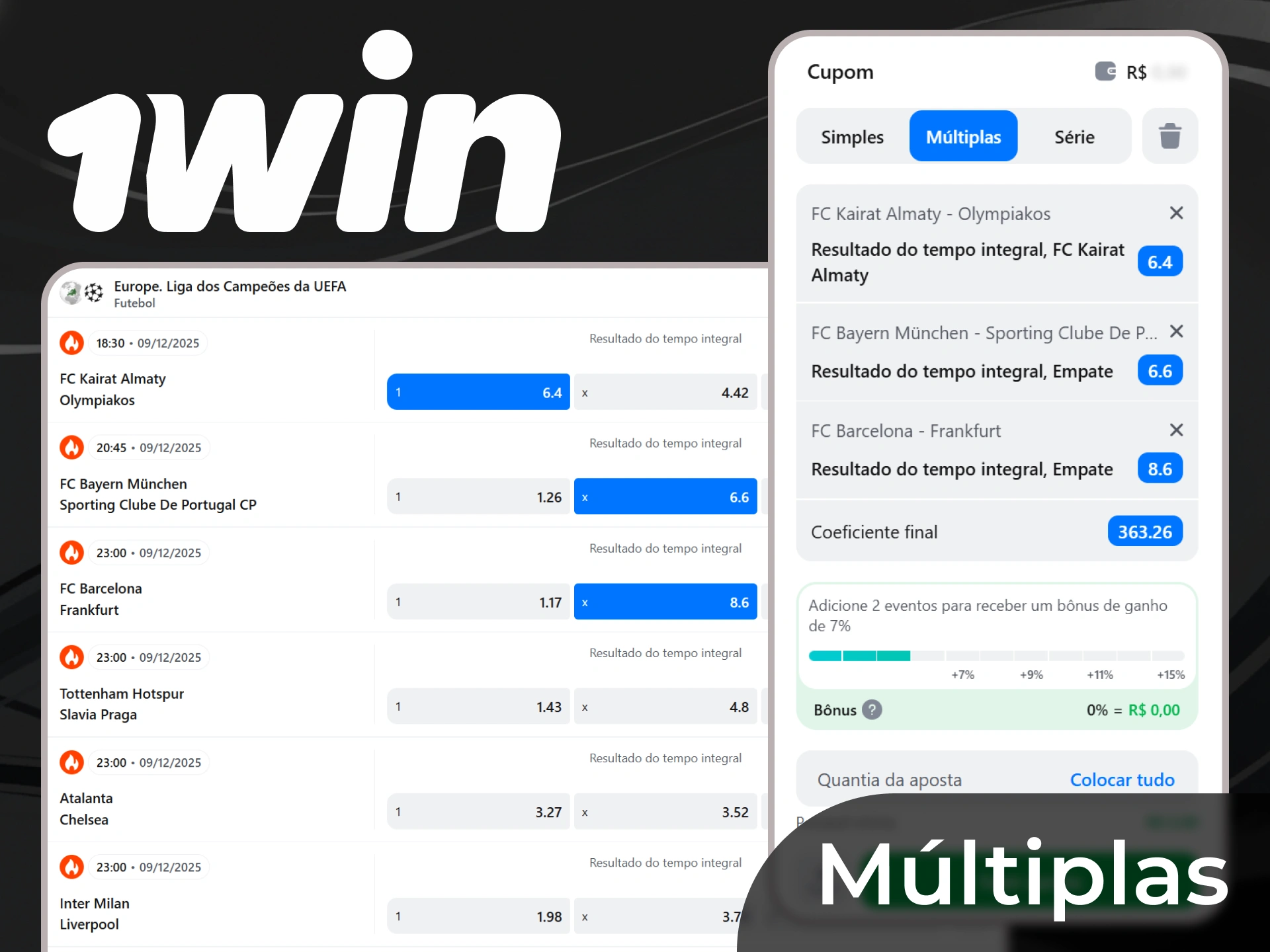 Crie apostas múltiplas na 1win para combinar as probabilidades de diferentes eventos e obter um pagamento maior.