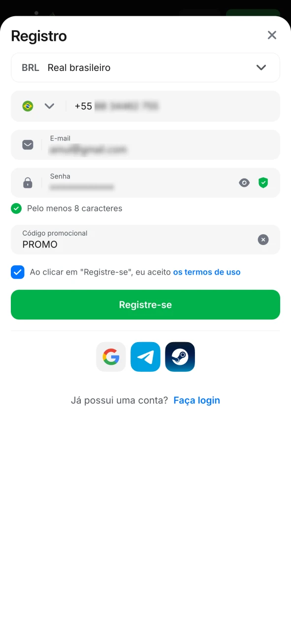 Inicie o processo de registo na plataforma de apostas 1win.